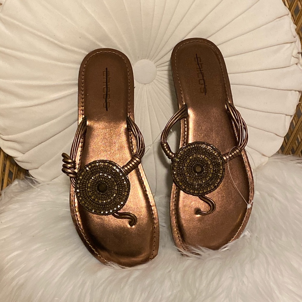 Chico’s Medallion Bronze Slipper Sandals